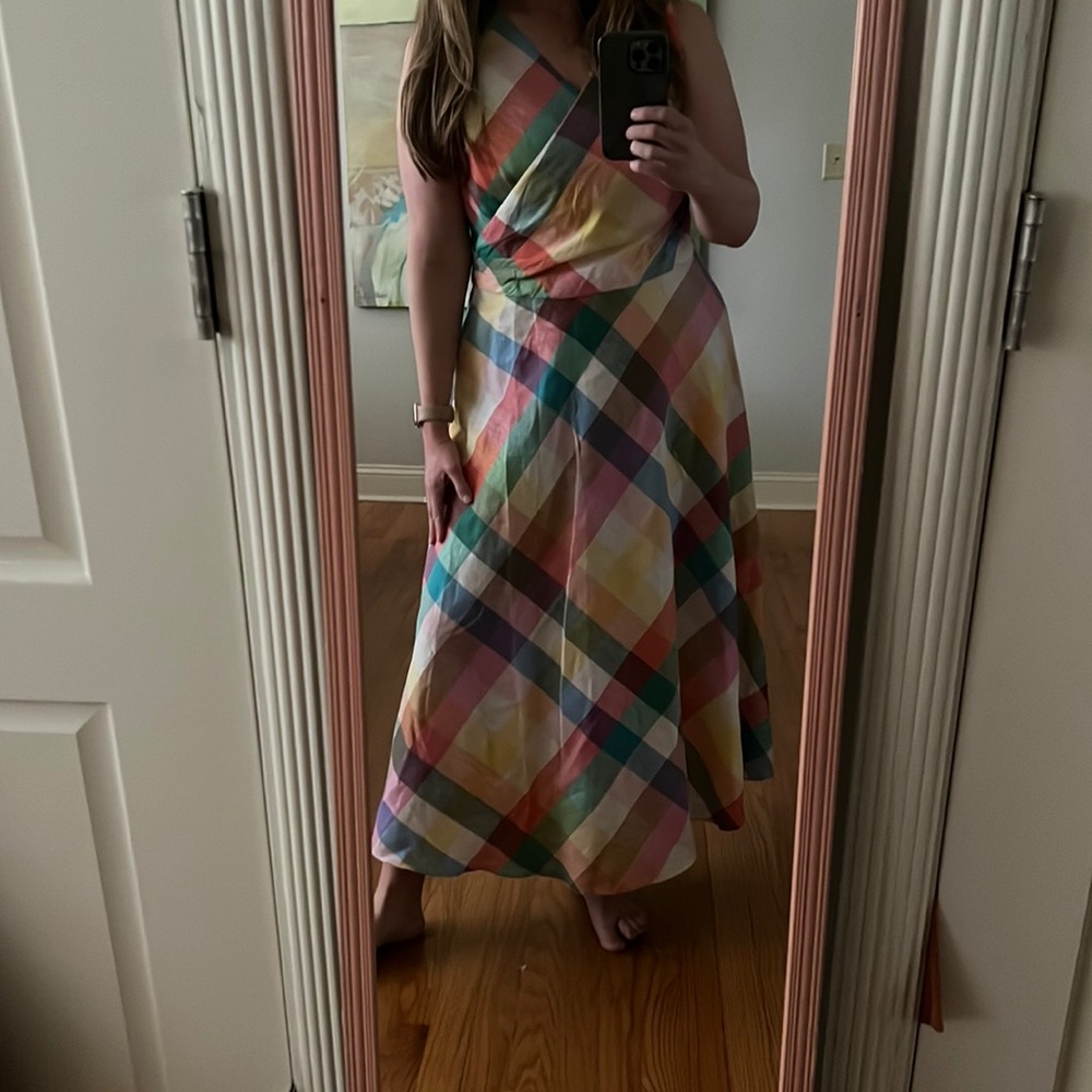 JUDE CONNALLY easton stretch maxi dress in plaid citrus size large